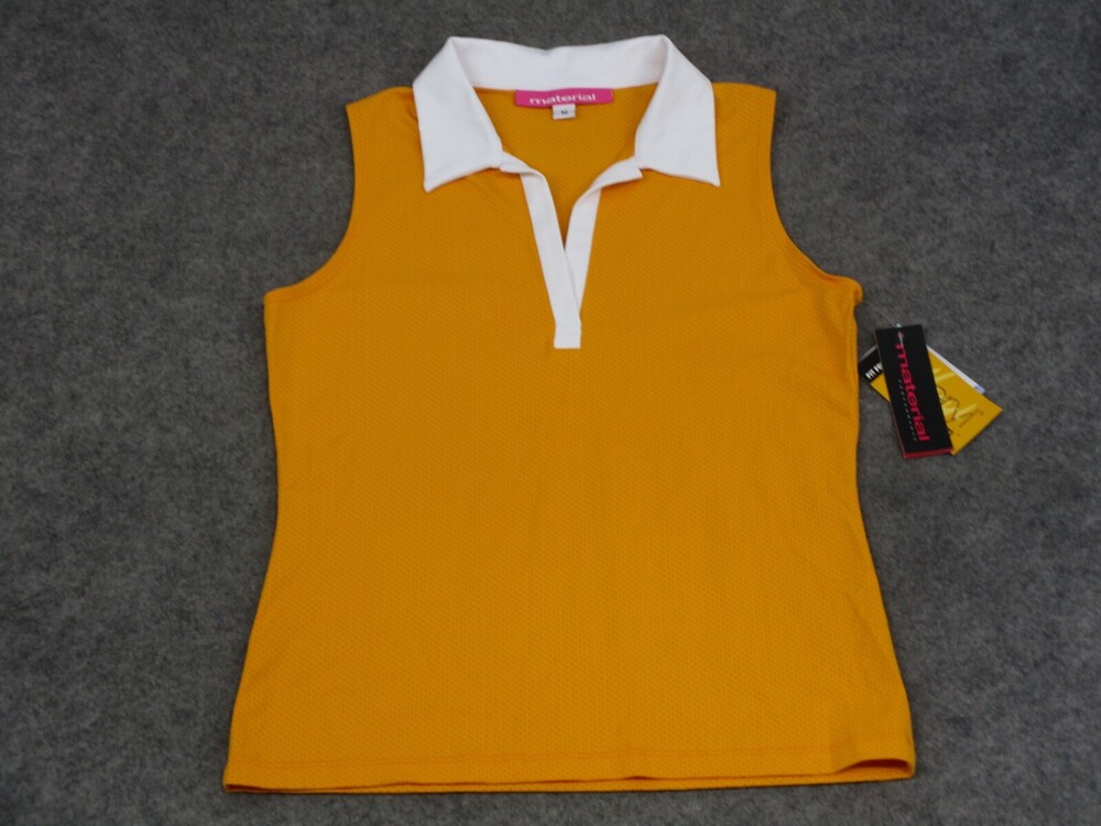 Material Top Womens Medium M Orange Tank Sleeveless Golf Tennis Meryl Lycra